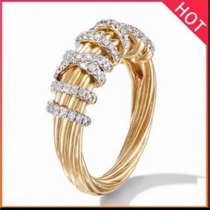 Exquisite 14K Gold Tree Vine Twisted White Diamond Sapphire Ring